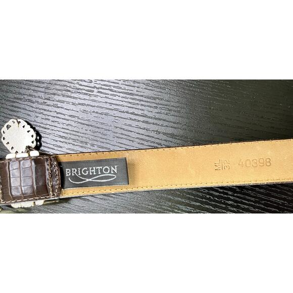 Brighton Western/Boho Croc-Stamped Leather Belt with Filigree Buckle Design - Picture 7 of 7